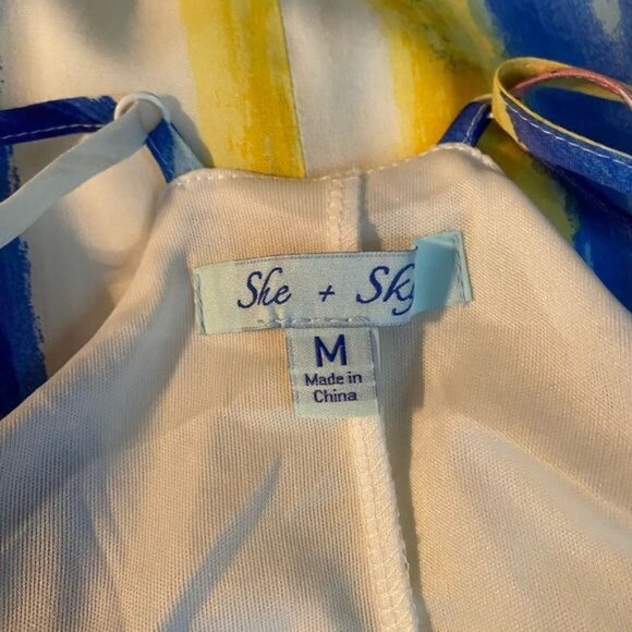 She + Sky Maxi Dress Women’s Medium Rainbow Dopamine Dressing Coastal - Picture 7 of 8